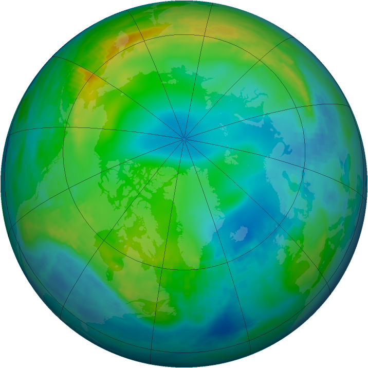 Arctic ozone map for 26 November 1990